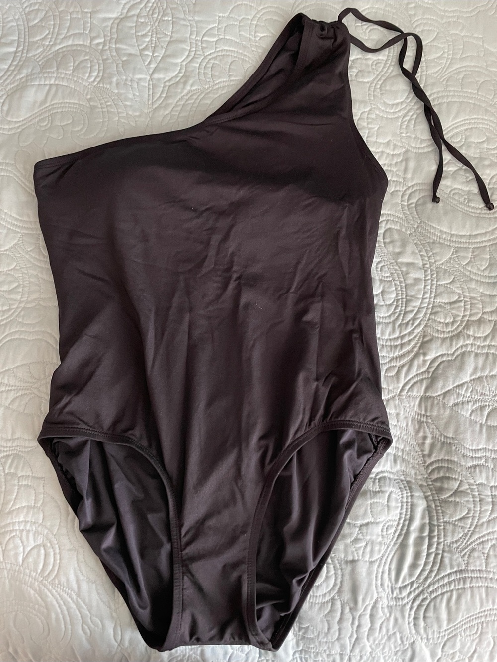 Ann Taylor One-Shoulder Black Swim One-Piece
